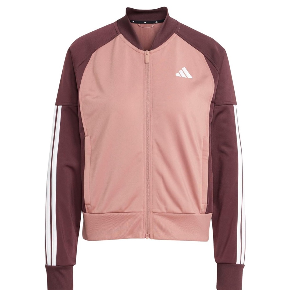 adidas Women's Tricot 3-Stripes Fashion Track Top, Warm Clay/Aurora Ruby NWT L